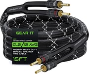 Gearit Hi-Fi 2X4Mm≤ Speaker Wire with Banana Plugs (4.57 Meters - Black) OFC Oxy