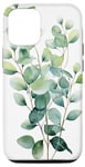 Coque pour iPhone 13 Pro Eucalyptus vert fleur aquarelle branches florales feuilles