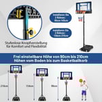 Basketstativ 90/158-210 cm höjdjusterbar basketkorg med stativ väderbeständig inomhus utomhus blå