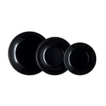 Luminarc Service de vaisselle Arcopal Zelie en verre noir, 12 pièces, 4 places, noir