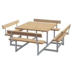 plus piknikbord picnic med 4 ryggstøtter 224 cm bord/benkesett m/4 ryggstøtte