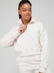 Nike Nsw Phoenix Fleece Quarter Zip Crop Top - Light Beige