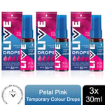 Schwarzkopf LIVE Colour Drops Semi-Permanent Hair Dye, Petal Pink 3 Pack