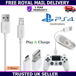 Fast Micro USB Charger Cable Charging Lead For Sony Playstation 4 PS4 Controller