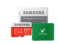 64GB Micro-SD Evo Plus Memory Card for Samsung Galaxy M11, M21 and M31 - Includes Digi Wipe Microfibre Cleaning Cloth (128GB)