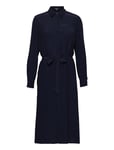 Shirt Dress With Lenzing™ Ecovero™ Knälång Klänning Navy Esprit Collection