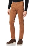 BOSS Mens Schino-Slim D Slim-fit Trousers in Stretch-Cotton Satin Brown