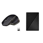 Logitech MX Master Wireless Mouse, Bluetooth or 2.4 GHz with USB Unifying Mini-Receiver with WD 4 TB My Passport Portable Hard Drive with Password Protection and Auto Backup Software