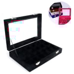 Sammetsklädd Smyckeskrin med Transparent Lockbart Lock, 24 Fack, Smyckesdisplay, Smyckesförvaring, Charm Box, Present till Flickor Black