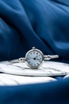 Silver Stainless Steel Roman White Dial Bangle Adjustable Bracelet Watch