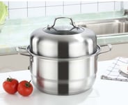 Double Three-Layer Steamer, Stainless Steel European Style Soup Steamer, Home Induction Cooker Multi-Purpose Pot,Double Layer,30cm