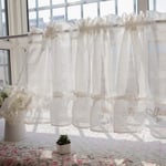 1pcs Kitchen Half Curtains White Ready Made Cafe Voile Curtains,Semi-Sheer Small Curtain Panel,Handmade Short Curtain Home Decoration for Bedroom Living Room Windows