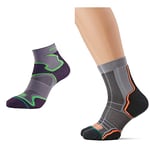 1000 Mile Unisex - (9-11) MILE FUSION ANKLET BLACK 2026 L 9 11, Black/Green, L UK & Men's - Mile Trail Socks Twin Pack, grey/orange, One Size UK