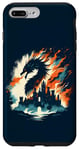 Coque pour iPhone 7 Plus/8 Plus Jeu de fantaisie château de réflexion double exposition Dragon Flamme
