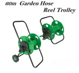 Portable 60m Hose Reel Trolley Water Pipe Storage Free Standing Wall Mountable
