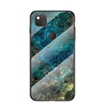 SHIEID Case for Google Pixel 4a Case,Marble Clear Tempered Glass Case Soft Silicone Phone Cover Case Suitable for Google Pixel 4a-Blue