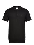 S/S Polo Knit Tops Knitwear Short Sleeve Knitted Polos Black Lindbergh