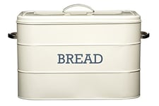 Kitchencraft Living Nostalgia Large Metal Bread Box Bin, Antique Cream