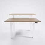 Höj och sänkbart dubbel skrivbord AdjusTable Bench PRO6, Storlek 160x80 cm, Bordsskiva Valnöt, Stativ Vit