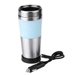 Car Water Boiler, 350ml 12V Car Stainless Steel Heated Mug Cigarette Lighter Heating Coffee Cup, Vehicle-Mounted Electric Water Kettle for Car (Pink/Blue/Yellow)(Blue)