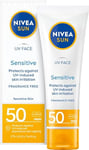 Nivea Sun Crème sensible de visage pour la peau sensible avec la protection élevée Spf 50, 50Ml