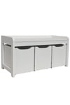 'Newton' - Hallway  Shoe  Toy  Bedroom Storage Bench With 3 Drawers - White