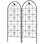 Metallspaljé Set med 2 för pluggning av rostfri spaljé med fågeldesign för klätterväxter 50 x 120 cm Spaljé för krukväxter Plant