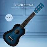 21 tums mini gitarr Ukulele 6-strängad blå musikinstrumentleksak för barn Nybörjarleksak [87ED6AD]
