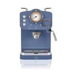 Nordic Espresso Machine, Blue, 15 Bars of Pressure, Milk Frother, 1.2 Litre