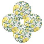 QMIN Round Placemats Set of 4, Lemon Fruit Leaves Pattern Place Mats Heat Resistant Non-slip, Washable Table Mats for Dinning Table Kitchen Home Decoration