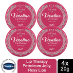 Vaseline Lip Therapy Petroleum Jelly, Rosy Lips, 4 Pack, 20gm