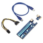 Carte PCI E Riser plaquée or, câble USB 3.0, adaptateur PCI Express 1X à 16X, SATA vers alimentation 6 broches
