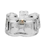 Glass Filtering Tea Maker Teapot with a Warmer and 6 Double-Walled Tea Cups Set (Heart-Shaped, Heating Base)