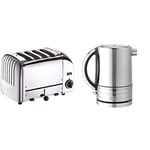 Dualit 40352 Classic 4 Slice Vario Toaster - Stainless steel, hand built in the UK, Silver & 72926 Architect Kettle | 1.5 Litre 2.3 KW Stainless Steel Kettle With Grey Trim