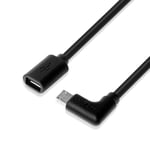 JuicEBitz 4m 22AWG Female Micro USB to Male Right Angle L Shape Micro B 2.0 High Speed Extension Data Charger Cable Lead (Black)