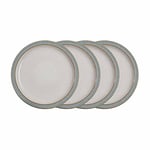 Denby - Elements Light Grey Dinner Plates Set of 4 - Dishwasher Microwave Safe Crockery 26.5cm - Pale Grey, White Ceramic Stoneware Tableware - Chip & Crack Resistant Large Plates