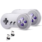 suily 2 Pack Wireless USB Controller for SNES NES Emulator, 2.4GHz USB Gamepad Classic Game Controller Joypad for Windows Laptop PC Mac Raspberry pi System
