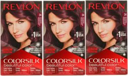 3 x Revlon Colorsilk Permanent Hair Colour - 34 Deep Burgundy