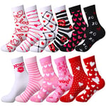 Boyiee 24 Pairs Holiday Socks Valentine's Day St. Patrick's Day Easter Print Soft Gift Socks Bulk for Women Men Girls(Heart Style)