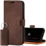 SURAZO Protective Phone Case For Apple iPhone 15 Pro Case - Genuine Leather RFID Wallet with Card Holder, Magnetic Closure, Stand - Flip Cover Full Body Casing Screen Protector (Nut Brown)