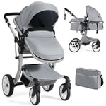 2 in 1 Foldable Baby Stroller with Rain Cover and Mosquito Net
