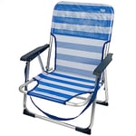 AKTIVE Beach - Chaise Pliante Basse avec Dossier Fixe et Poignée. Chaise de Plage ou Camping, Fauteuil de Jardin avec Accoudoirs, Bleu et Blanc