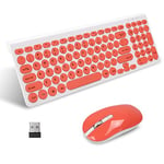 LeadsaiL KF29 Wireless Keyboard and Mouse Set, Wireless USB Mouse and Compact Computer Keyboards Combo, QWERTY UK Layout for HP/Lenovo Laptop and Mac-Coral