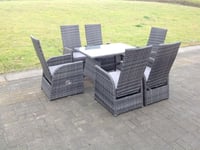 Oblong Table Adjustable Reclining Chair Rattan Dining Set  Garden Furniture Table And Chair Set 6 Chairs
