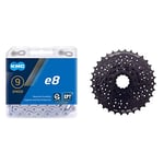 KMC Unisex's E8 EPT 8 Speed Chain, Dark Silver, 122 Links & Shimano Cycling Cassette HG31 8 Speed