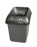 Plastic 30 L 30 Litre Recycling Grey Bin Black Lid Waste Rubbish Dustbin