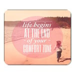 Mousepad Computer Notepad Office Inspirational Typographic Quote Life Begins at The End Home School Game Player Computer Worker Inch
