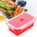 (Red)1200ml Rectangle Silicone Bento Box Collapsible Lunch Box Microwave New