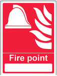 VSafety Fire Point With Blank Sign - Portrait - 150mm x 200mm - 1mm Rigid Plastic