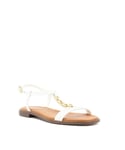 Dune London Womens Ladies LOTTY Chain Croc-Effect Flat Sandals - White Leather (archived) - Size UK 8